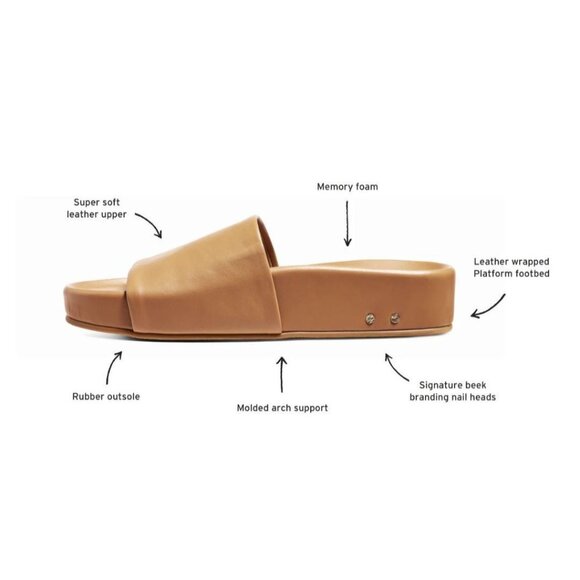 NEW w/Box Beek Pelican Leather Platform Sandals Honey Size 9 - Picture 4 of 9